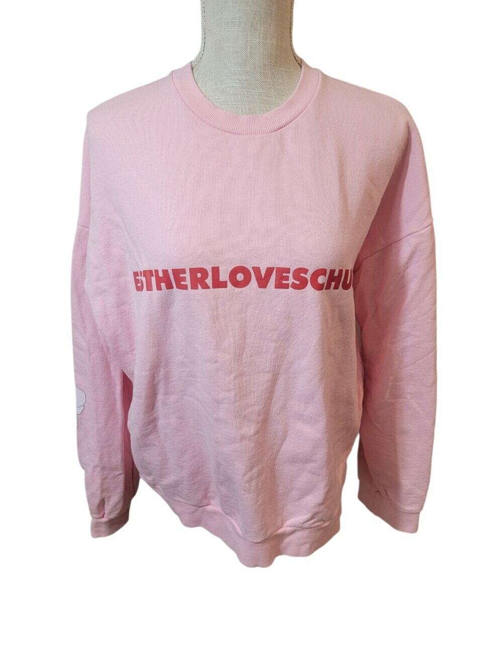 Esther Loves Chuu Pink Graphic Sweatshirt Bunny Oversized Sweatshirt OS